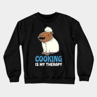 Cooking is my therapy cartoon Capybara Crewneck Sweatshirt